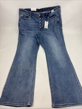 Judy Blue Medium Blue Boot-Cut Jeans with Button-Fly Size 20W Midrise New NWT